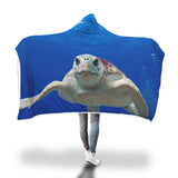 Deep Blue Sea Turtle Hooded Blanket